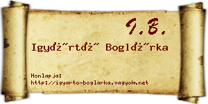 Igyártó Boglárka névjegykártya